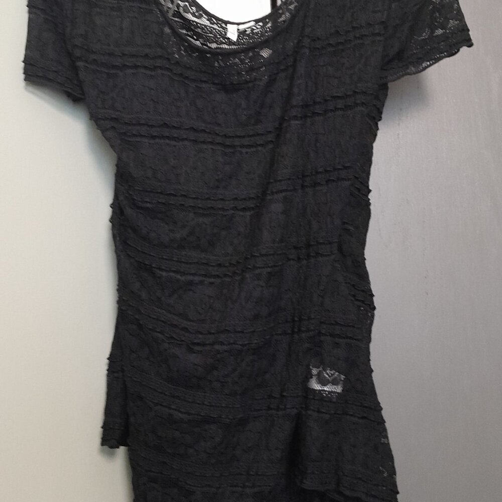 Elle Black Lace Shirt with Black Camisole